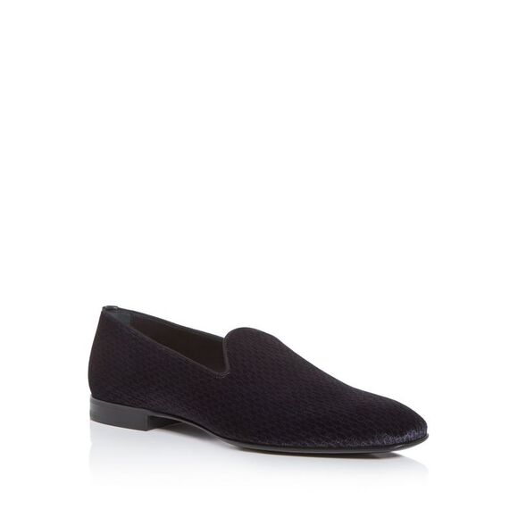 BOSS Mens Black Geometric Comfort Glam Round Toe Slip On Loafers 7.5